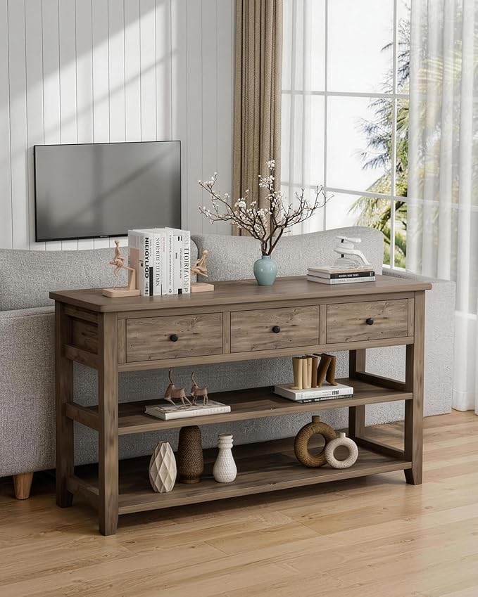 Karl home Console Table with 3 Drawers, Living Room