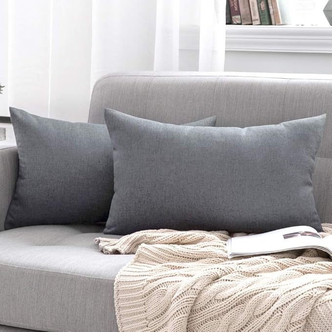 MIULEE Pack of 2 Decorative Outdoor Solid Waterproof Throw Pillow Covers Faux