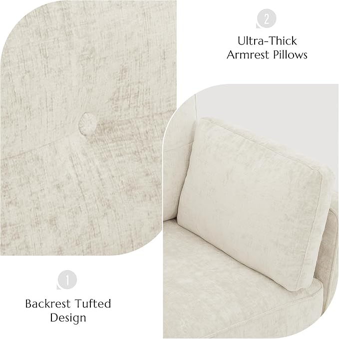Luxury Oversized Accent Chair, 40.9" Upholstered Piping Single Armchairs