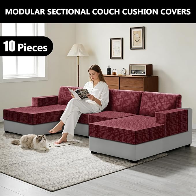 UNBBRRL 10 Pieces Stretch Sofa Cushion Covers