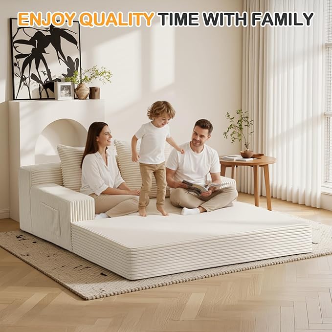 Erament Convertible Sofa Bed, Loveseat Folding Floor Futon Sleeper Sofa Couch