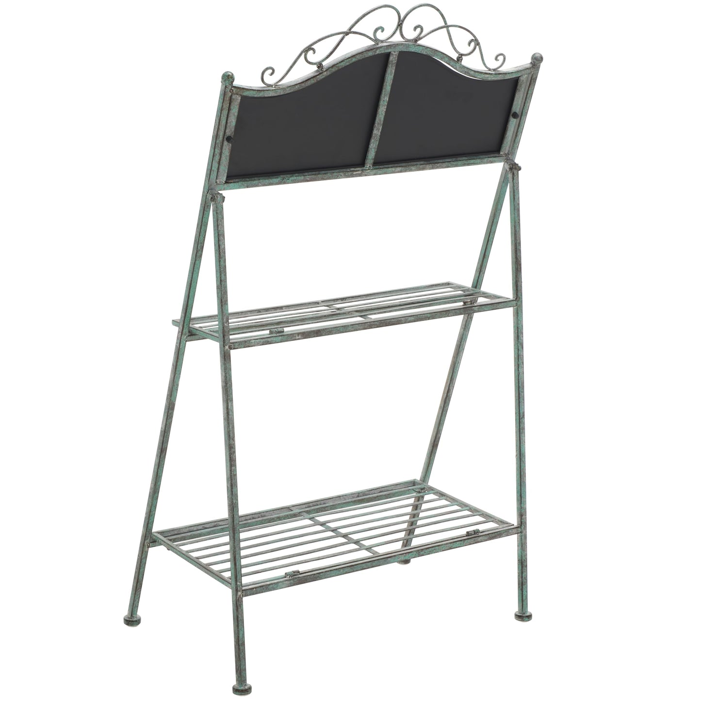 SAFAVIEH Outdoor Collection Natum Victorian Antique Dark Green Wrought Iron Plant Stand
