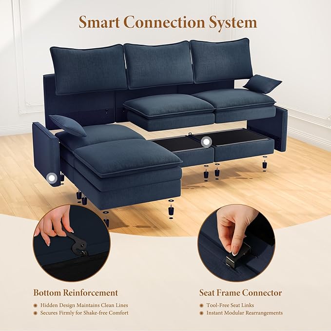 Vesgantti 108" Sectional Sleeper Sofa, 6-Seater Oversized Modular Cloud Couch