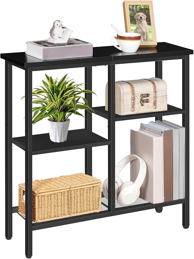 HOOBRO Narrow Console Table, Sofa Table, 4-Tier Industrial Entryway Table