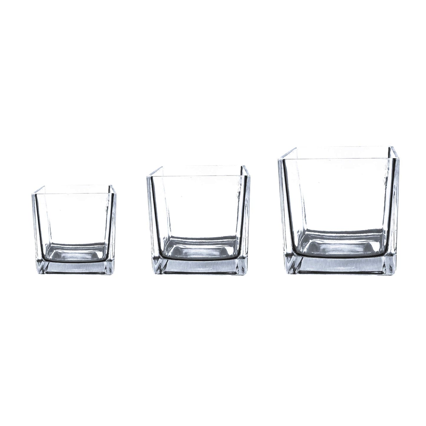 WGV Cube Glass Vase, Candle Holder, 4"x4"x4", Utility, Clear Elegant Floral Accent Container Planter Terrarium Storage for Wedding Party Ceremony Event Office Home Decor, 1 Piece