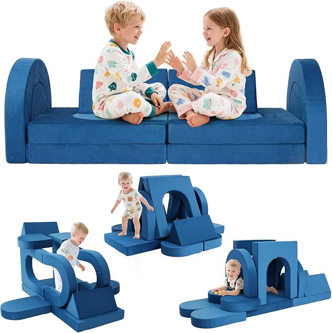 12 Pcs Modular Kids Play Couch, Toddler Couches That Fold Out, Plush Foam Chair