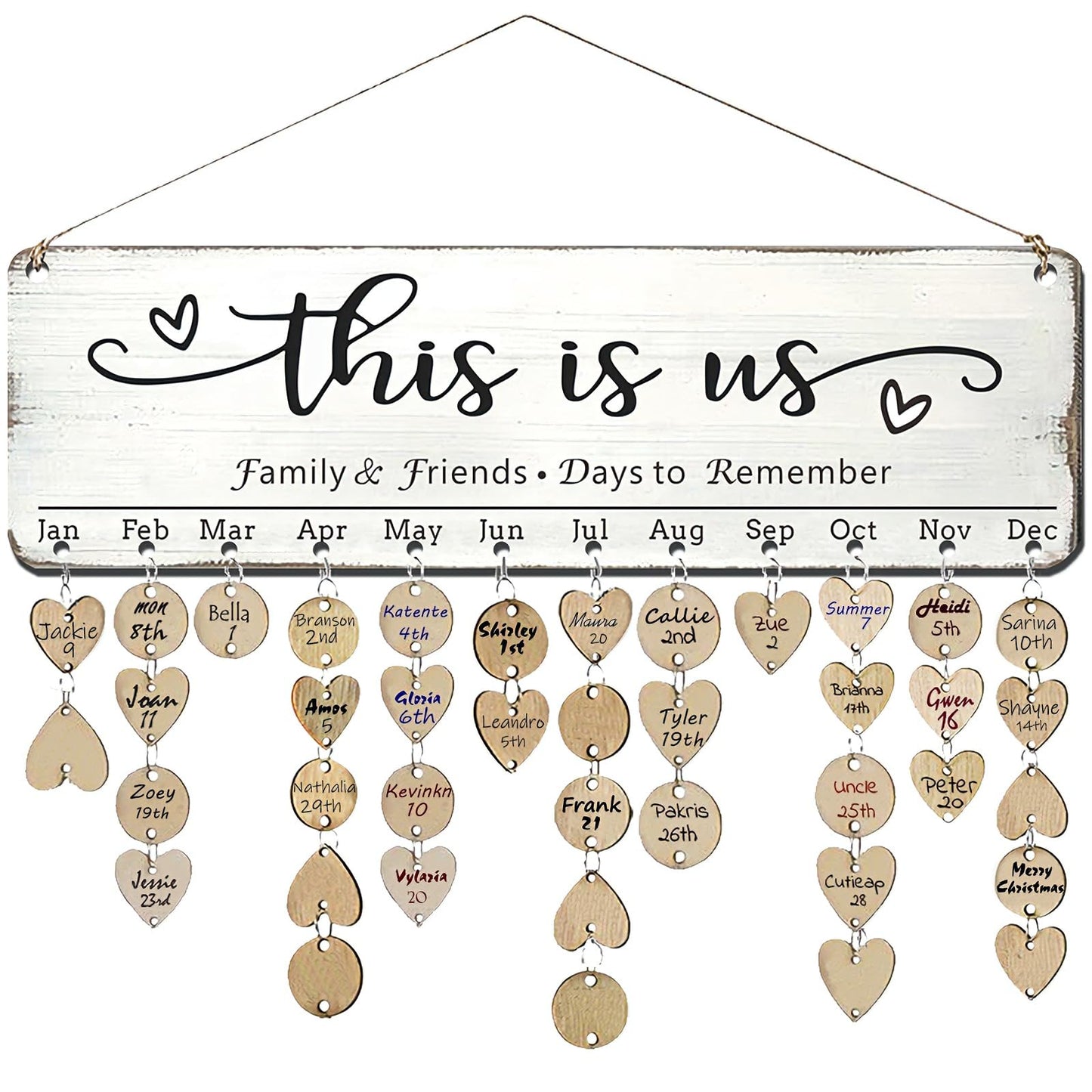 Grandma Mother Best Christmas Gifts from Son in Law, Family Birthday Tracker Calendar Board Wall Hanging to Reminder Important Day, Gifts for Mom Birthday Unique Ideas for Christmas Gift, Birthday