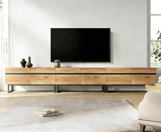 WAMPAT Modern TV Stand for 32-110 Inch TVs, Wood Entertainment Center