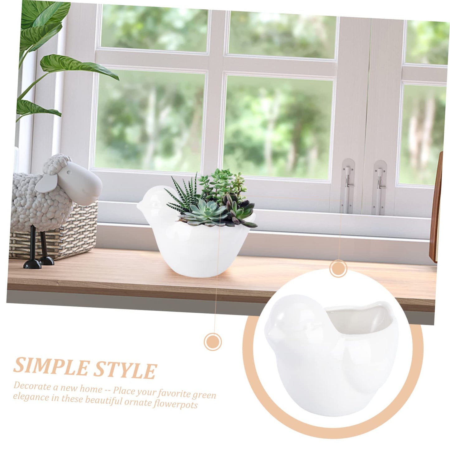 BESPORTBLE Creative Ceramic Bird Flowerpot for Succulent Plants Cute Animal Design for Indoor/Outdoor Decoration Planter