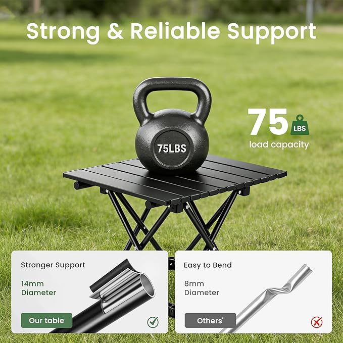 2 Pack Portable Camping Table Foldable, Ultralight Small Folding Beach Table