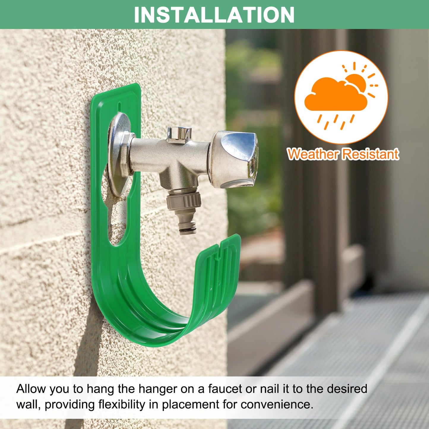 M METERXITY 3-Pack Garden Hose Hanger, ABS Plastic Water Hose Holder Wall Mount for 150 Feet Garden Watering Tube Hoses Storage, Expandable Outside Pipe Reel Hanging Hooks [3 Colors In]