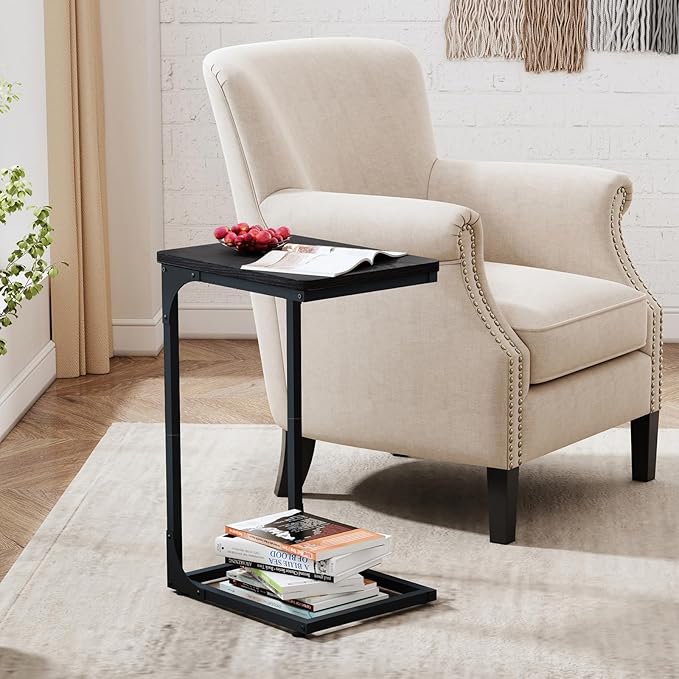 QEEIG C Table Side Table Set of 2 Living Room Sets C Shaped Couch Tray End