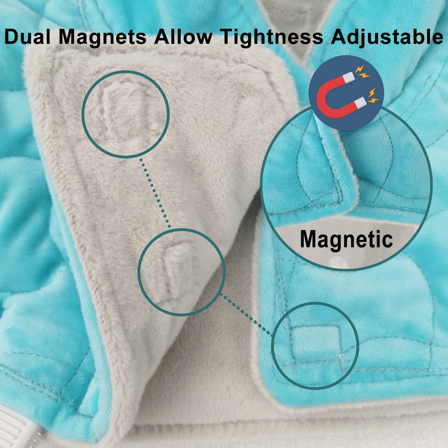 GOQOTOMO Full Weighted Electric Heating Pad for Back/Waist/Abdomen/Shoulder/Neck Pain and Cramps Relief - 2.3 lb Weighted with Auto-Shut Hot Heated Pad(12 * 24", LB002) Blue&White Grid