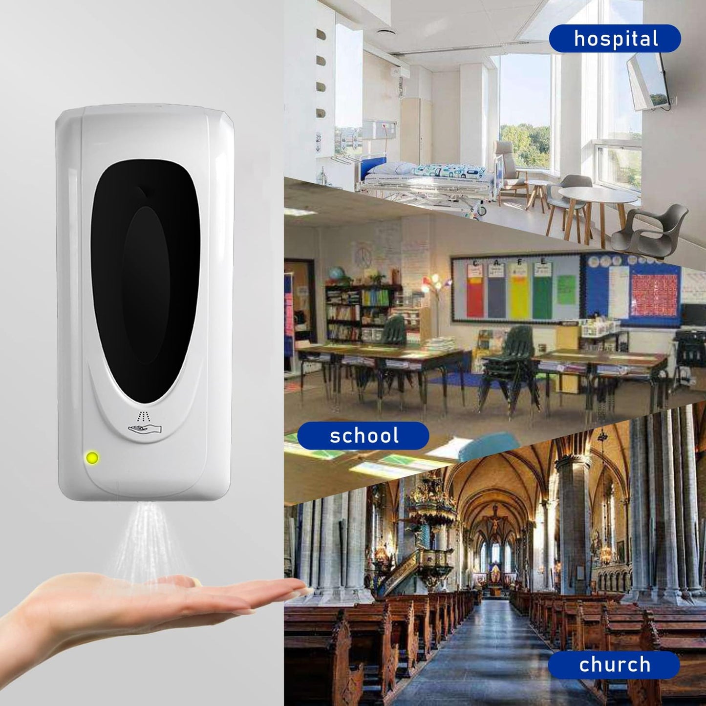 Jewaytec Automatic Hand Sanitizer Dispenser Wall Mount, Liquid Hand Sanitizer Spray Dispenser, 33oz/1000ml Touchless Hand Soap Dispenser for Commercial Industrial Hospitals Office Public
