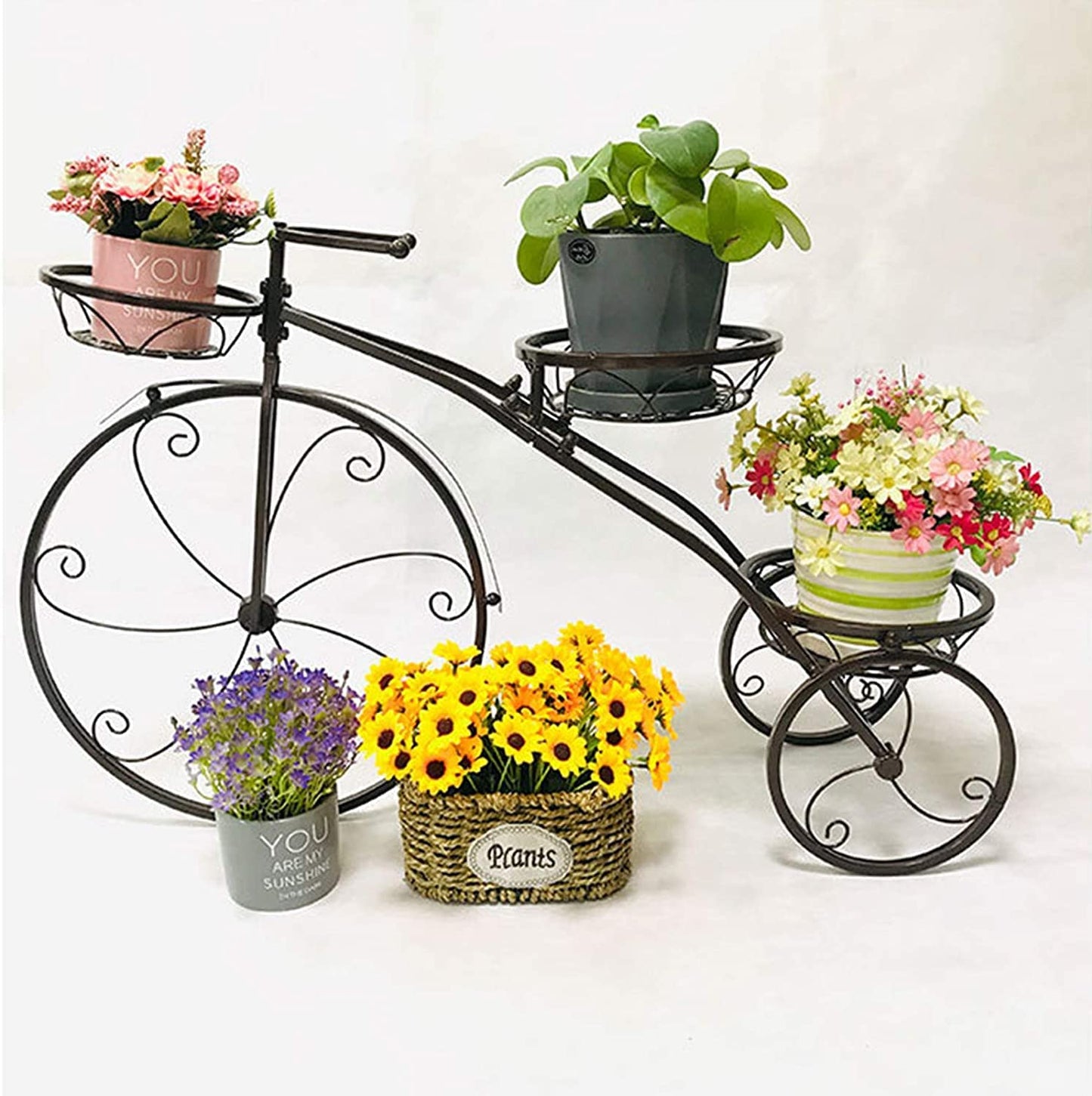 YIYIBYUS Multilayer Plant Stands,Tricycle Plant Stand Flower Pot Garden Cart Stand and Plant Holder Display Rack