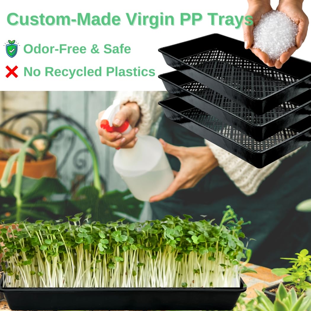 ILITING 1020 Mesh Tray Soil Blocking Tray 1020 Trays Seedling Starter Trays 10 Pack Black 10x21 Inches for Microgreens Hydroponic