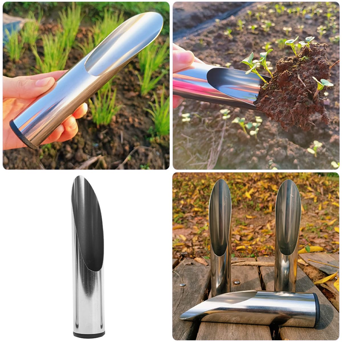OFFSCH Stainless Steel Bonsai Soil Scoop and Gardening Trowel for Potting and Cultivation, Medium Size Hand Tool for Home Planting and Soil Digging