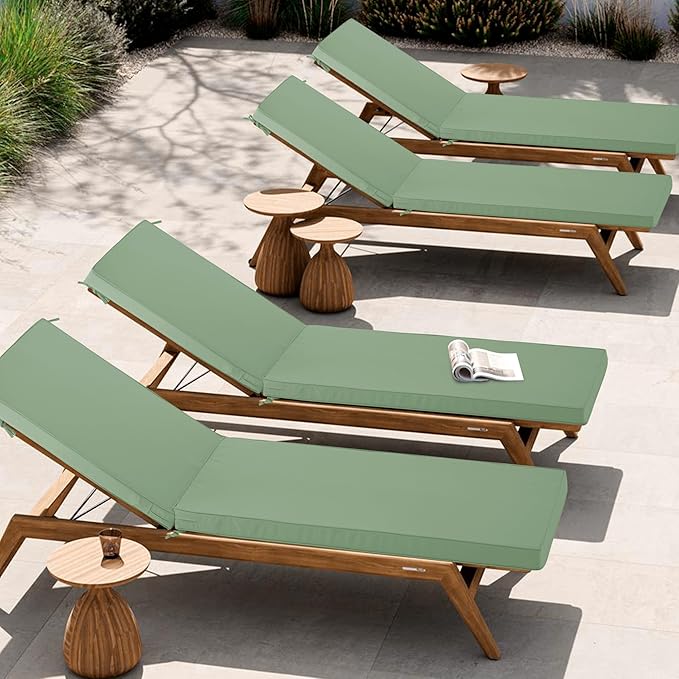 Chaise Lounge Cushion Outdoor, Waterproof and Stain-Resistant Lounge Deck