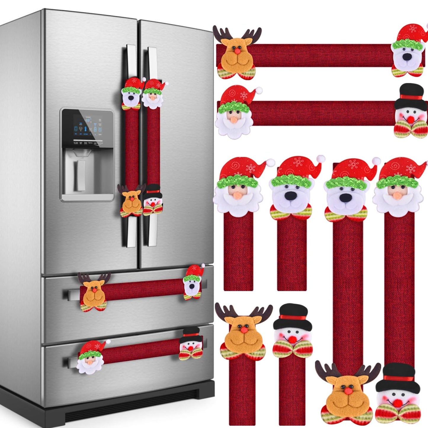 KATUMO Christmas Refrigerator Handle Covers, 8PCS Kitchen Appliance Handle Protectors - Adorable Snowman Design, Fridge & Microwave Oven & Dishwasher Safe