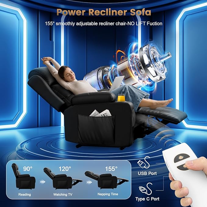 Home Theater Seating Power Recliner Chair, Massage Reclining Sofa