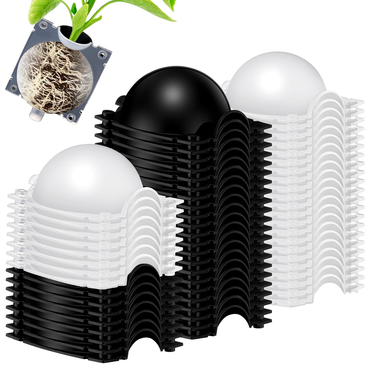 Threehoney 30 Pcs Air Layering Propagation Kit Reusable Half Black Half Transparent Grafting Ball Air Layering Pods Propagation Box Plant Rooting Grafting Box for Plants, Medium