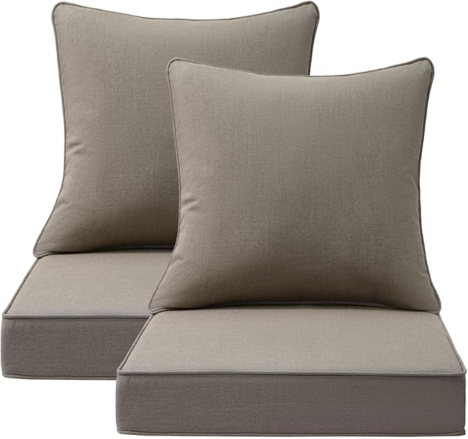 Sunbrella Outdoor Deep Seat & Back Cushion Set, 24 x 24 Inch Water Repellent