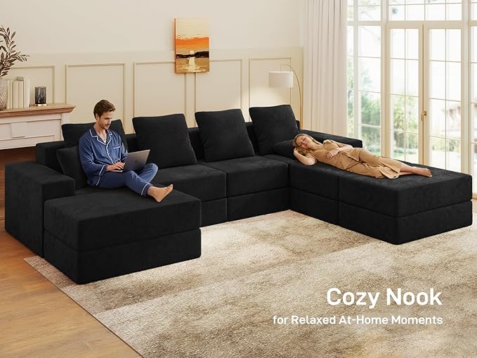 Living&Giving 128" U-Shaped Cloud Sectional Couch