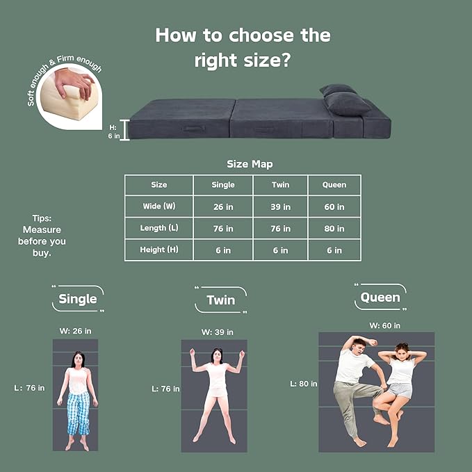 Folding Sofa Bed, 4 in 1 Convertible Sleeper Chair