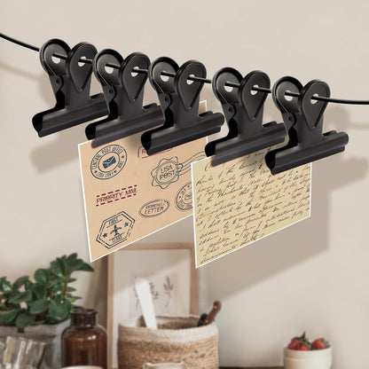 SIAMESE Bulldog Clips, 4 Pcs Binder Clips for Office & Kitchen, Multi-Purpose Binder and Food Bag Clamps for Sealing, Storage, Hanging (Black)