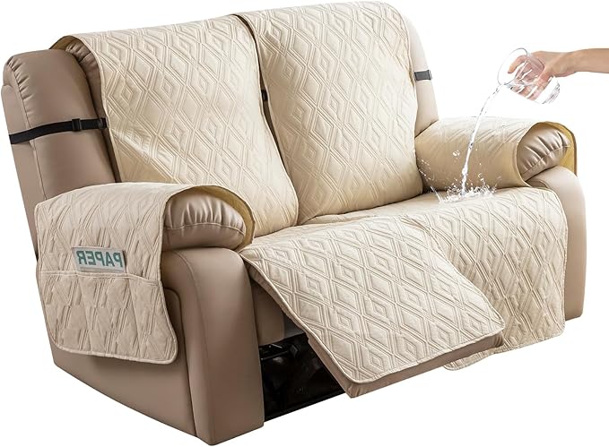 Genina Waterproof Loveseat Recliner Cover Non-Slip, Sofa Cover