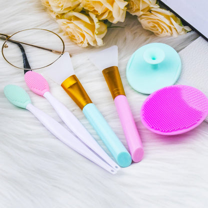 5PCS Silicone Scrubber Set, Lip & Face Cleansing Brush and 2PCS Exfoliating Face Brush for Men & Women