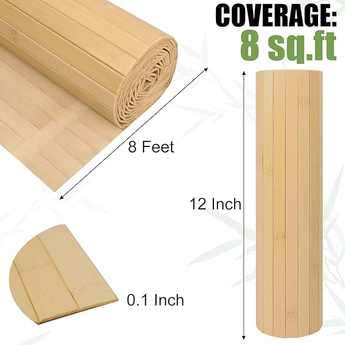 2 Pack Bamboo Wall Panel for Interior Wall Decor, Renewable Pole Wrap