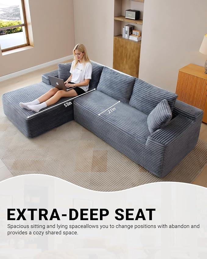 108 Inch Cloud Sectional Couch, Modern Modular Sectional Sofa