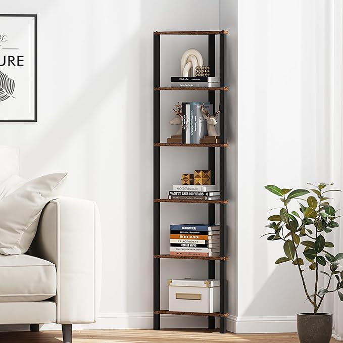 TUTOTAK Corner Shelf, 6-Tier Corner Bookshelf