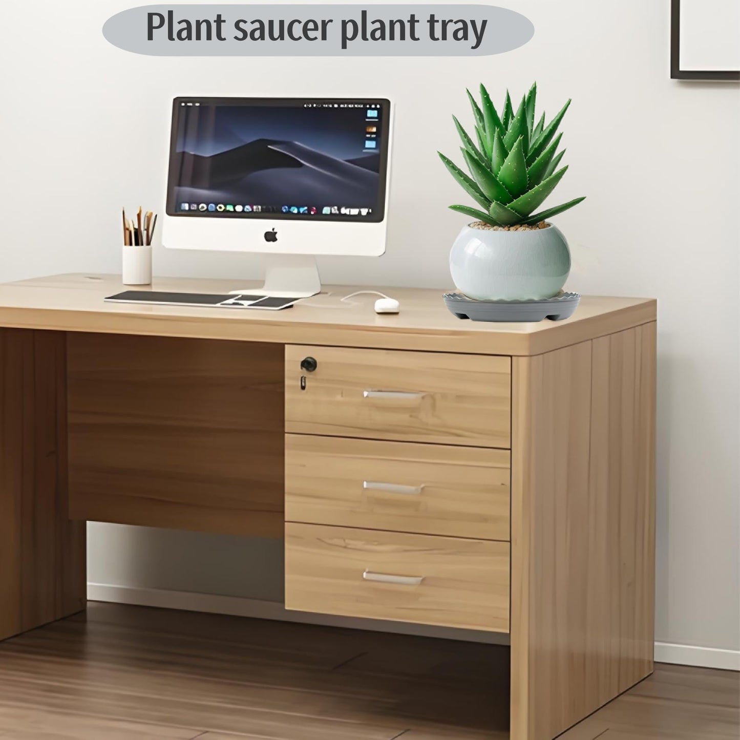 Prettyia Plant Pot Tray and Plant drip Tray Pot Saucers,Plant Saucers for Indoors and outdoors6 8 10 12 14inch,Plastic Plant Heavy Duty Plant 14inch 2Pack Grey