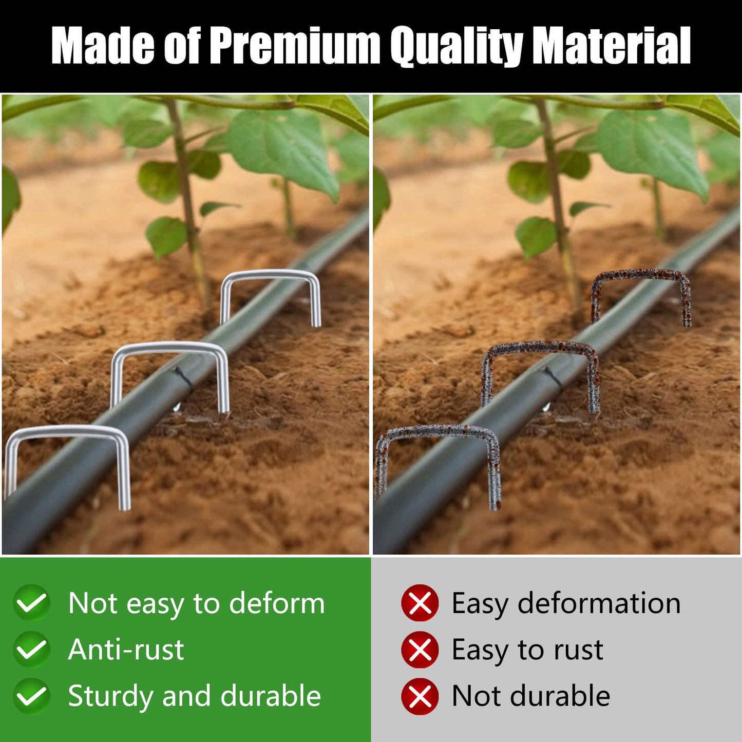 FEED GARDEN 6 Inch 500 Pack Galvanized Landscape Staples Plant Cover Pins 11 Gauge Tent Stakes Garden Stakes Landscaping Fabric SOD Pins Yard Spikes for Decoration Weed Barrier Fabric