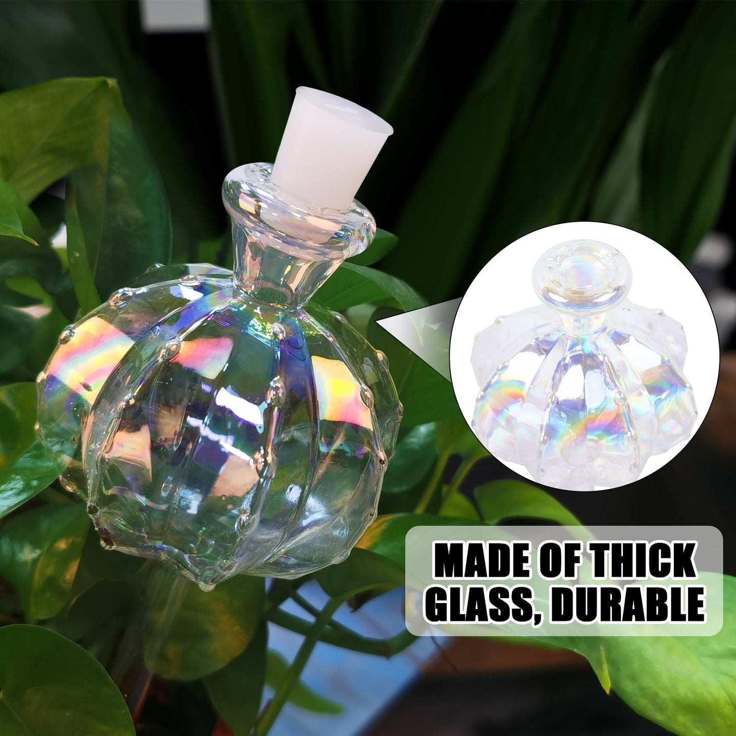KGCCIZI Self Watering Planter Insert. Plant Watering Devices. Plant Watering Bulbs. 4-PCS Plant Watering Globes. Rainbow Colors Cactus Shape Self Watering Globes Medium Size. Plant Lover Gifts