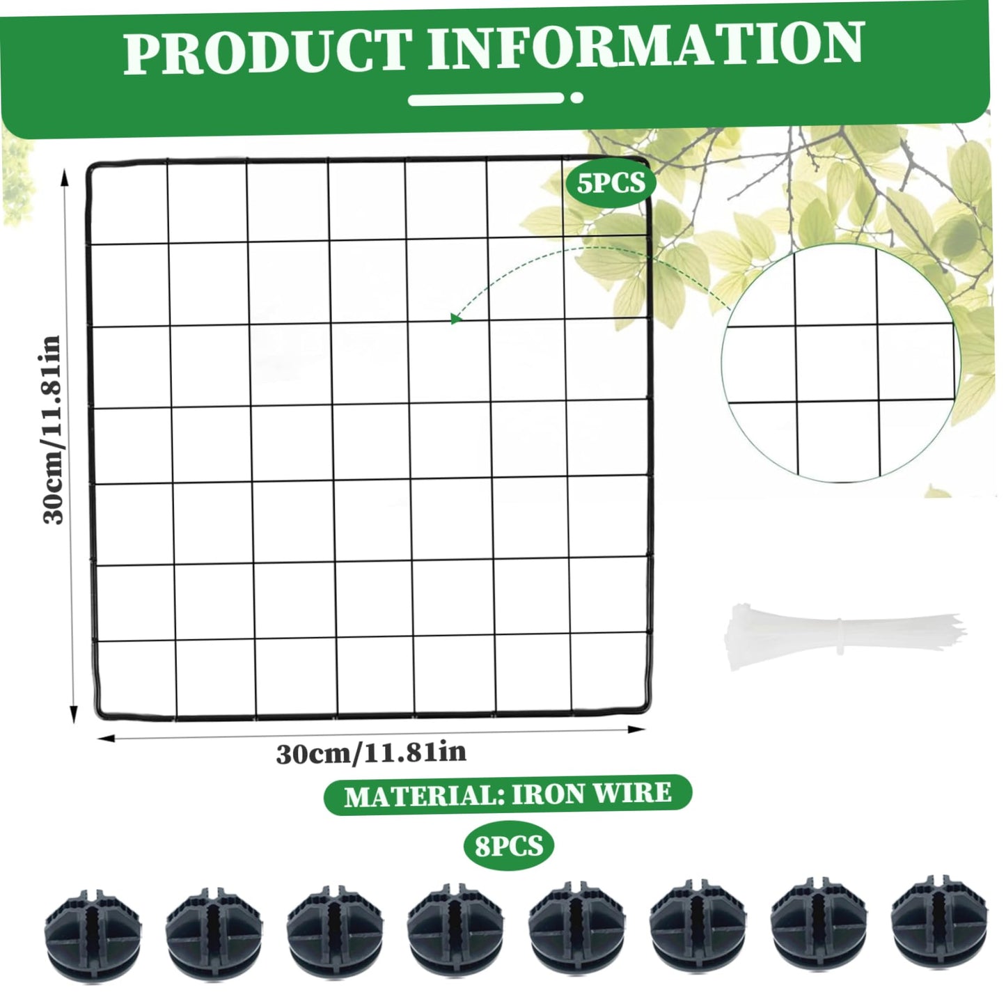 Vistnale 5 Sheet Plant Protectors from Animals, 12x12 Plant Cage, Heavy Duty Chicken Wire Cloche with Fixed Buckle, Garden Cloches for Plants ＆ Pet Cage| Cages Supports