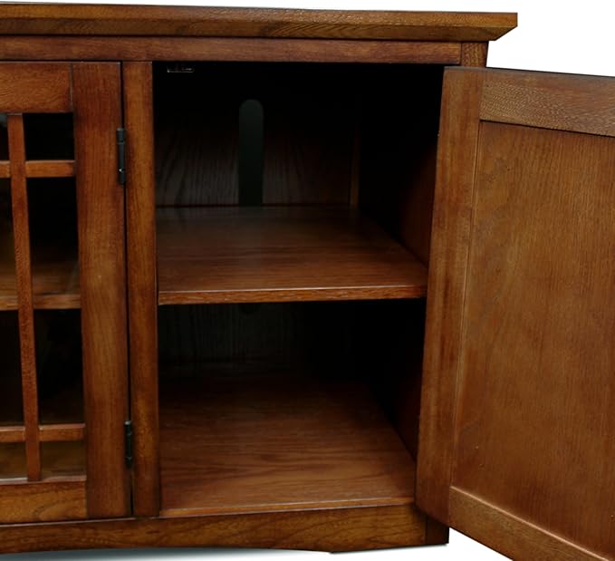 Leick Home 82360 Solid Wood Mission Oak Four Door TV Stand