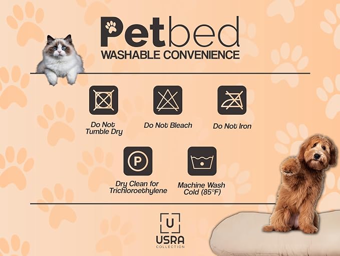 USRA 100% Cotton Orthopedic Pet Bed Gift Set with 2 Covers 28"x20" Dog Cat Recovery Pillow Hypoallergenic Natural Oeko-TEX Certified