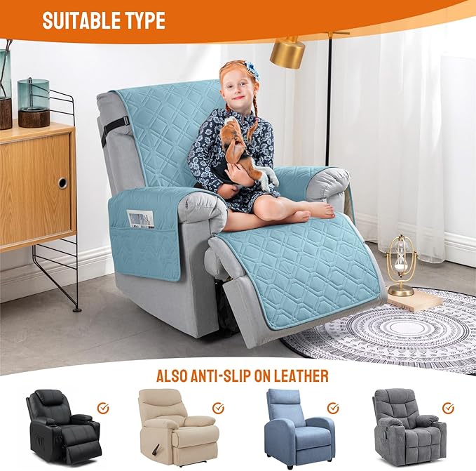 VANSOFY 100% Waterproof Recliner Chair Covers, Recliner Cover Non-Slip Dog