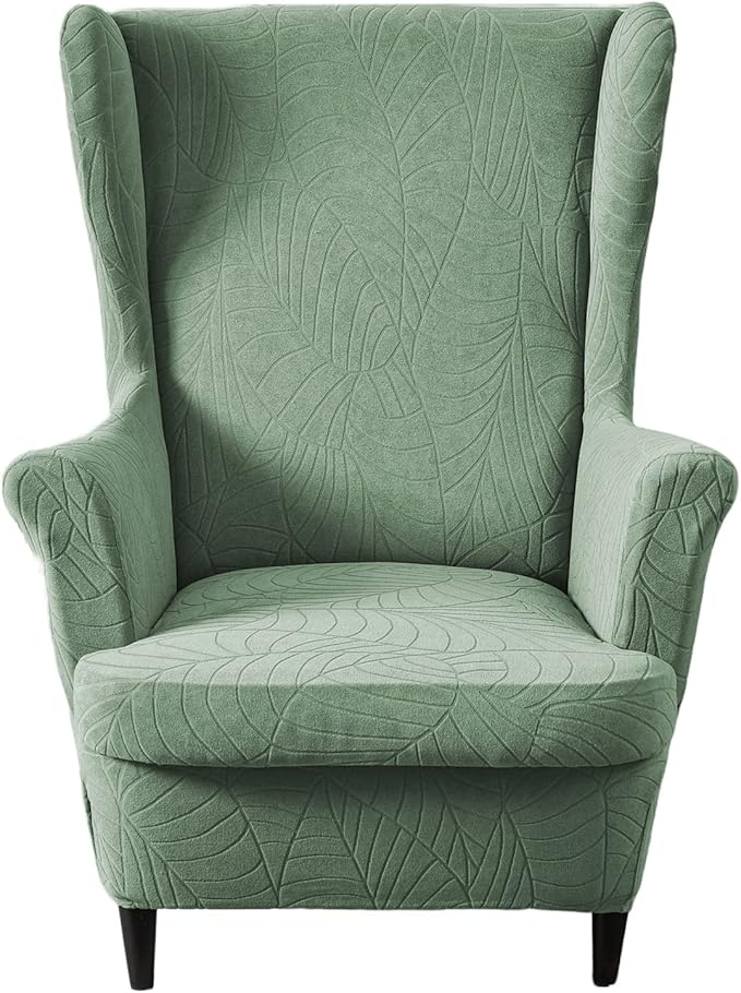 KRFOONN Stretch Wing Chair Slipcovers Jacquard 2 Piece Wingback Chair Covers