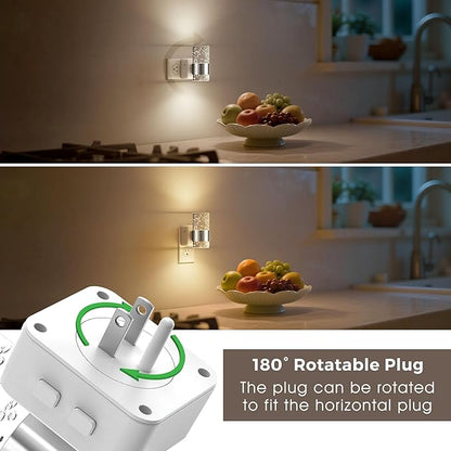 L LOHAS LED Night Lights Plug into Wall, Dimmable Night Light with Dusk-to-Dawn Sensor, Soft White/Cool White/Amber 3 Color Light, Adjustable Brightness, Rotatable Plug, Bubble Nightlight for Hallway