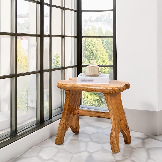 Natural Shape Solid Wood Stump Stool 20"x13"x18" Cedar Root End Table Rustic
