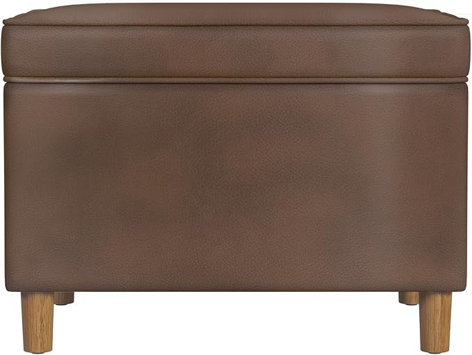 HomePop - Dinah 24" Storage Ottoman- Brown Faux Leather