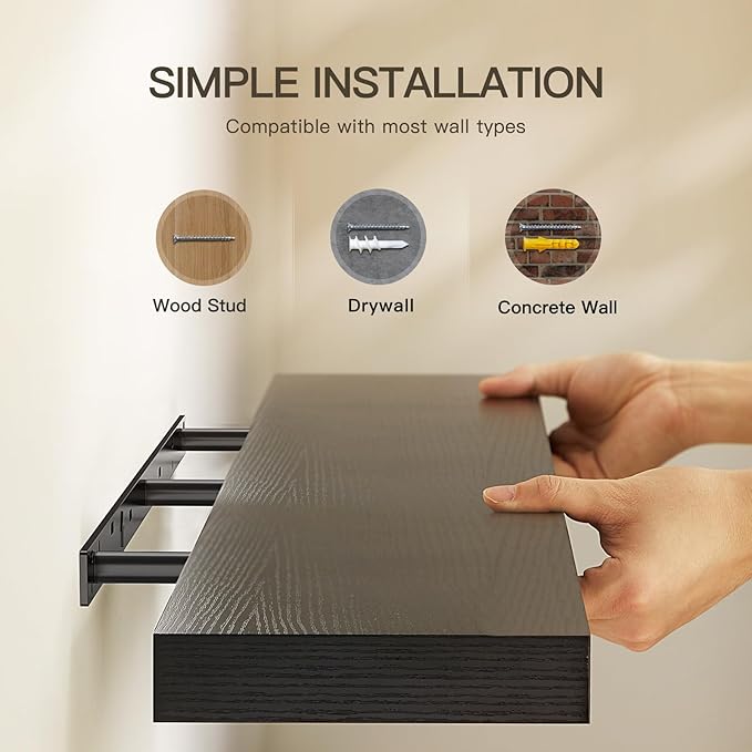 AMADA HOMEFURNISHING Floating Shelves Wall Mounted, 47 x 8 Inch Wall Shelves