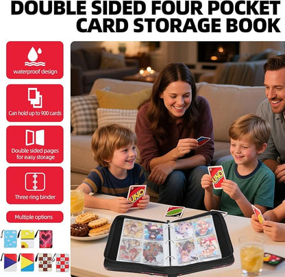 Collectible Trading Card Albums,4 Pocket Card Binder, 400 Double Sided Pocket PU Premium Zip Trading Collection Binderwith 50 Removable Sleeves, Card Folder forTCG, Sports Cards (Red& Blue & white)