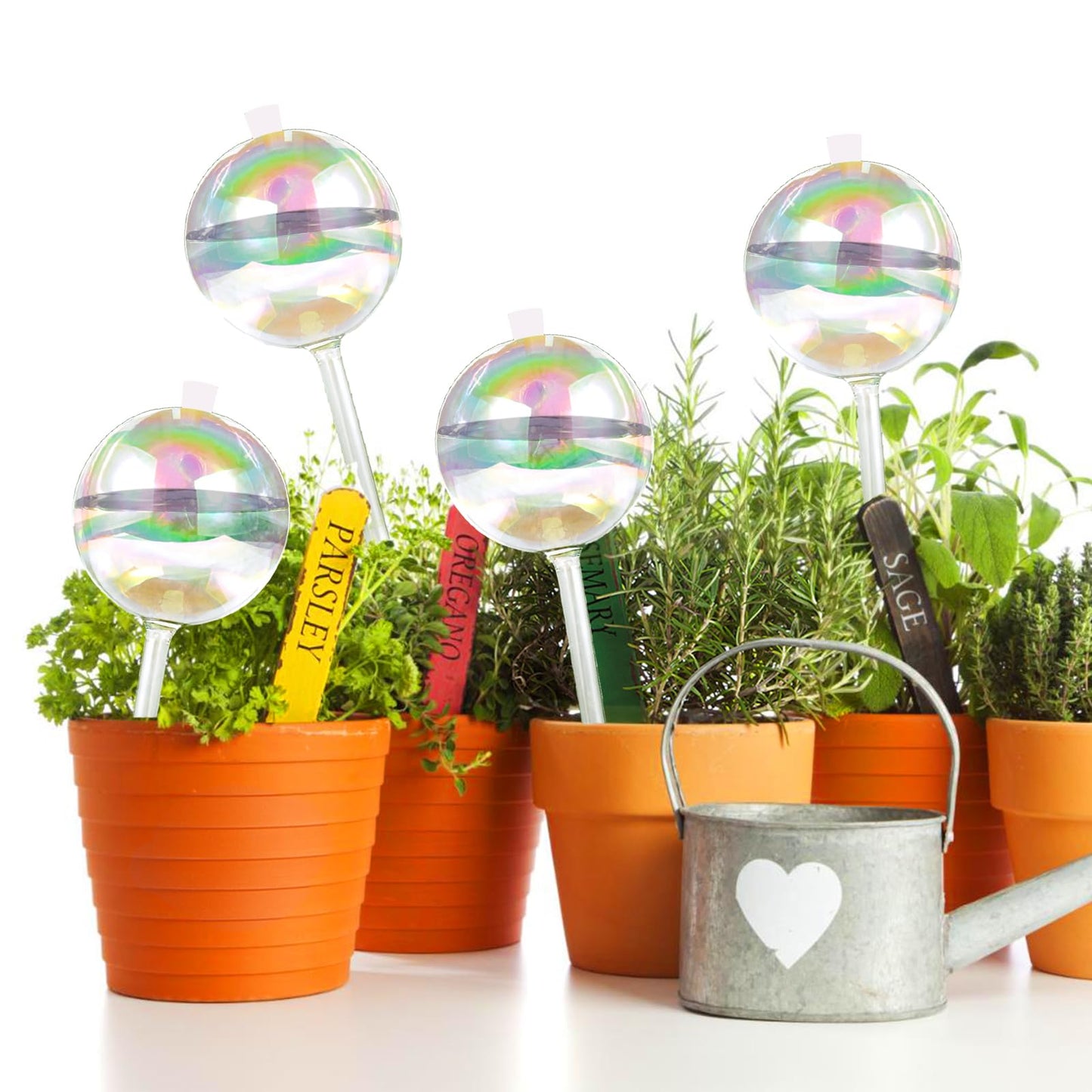ZephyrBloom 13 oz Up 2 Weeks Large Plant Watering Globes & Bulbs, Self Watering Glass Globes to Water Plants While Away, Indoor Outdoor Automatic Slow-Release Watering Bulbs for Houseplants 2 Pack