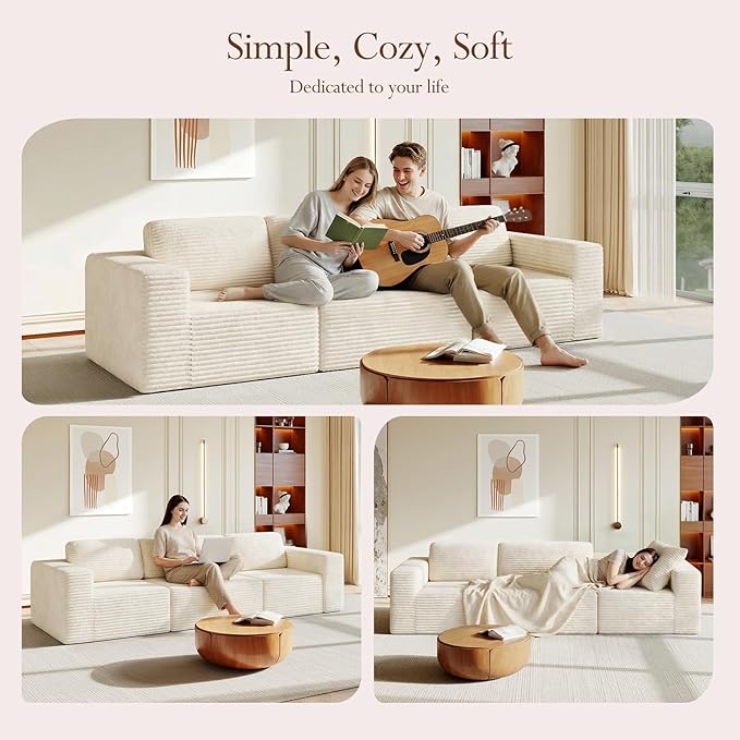 Vesgantti 119" Modular Sectional Sofa, Corduroy Cloud Couch