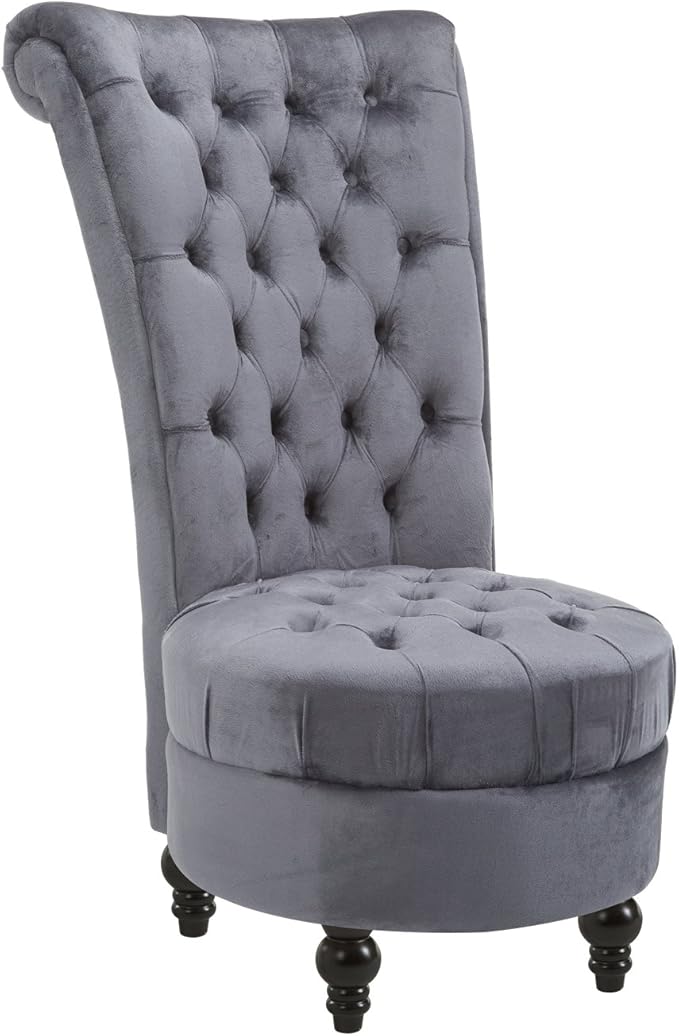 HOMCOM Retro High Back Armless Royal Accent Chair Fabric Upholstered Tufted Seat